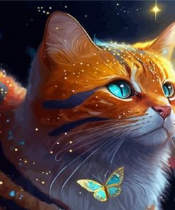 Cute Cat And Butterflies Diamond Painting