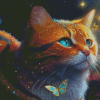 Cute Cat And Butterflies Diamond Painting