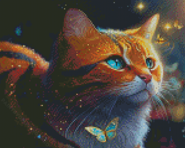 Cute Cat And Butterflies Diamond Painting