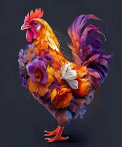 Floral Cock Diamond Painting