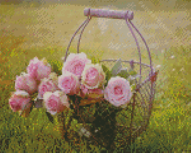 Flowers In Basket Diamond Painting