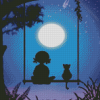 Girl And Cat Silhouette Diamond Painting