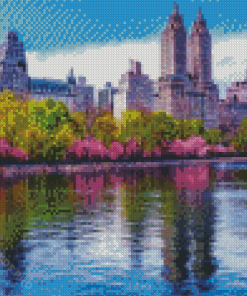 Jacqueline Onassis Reservoir Central Park In Spring Diamond Painting