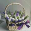 Lavender And Tulips Basket Diamond Painting