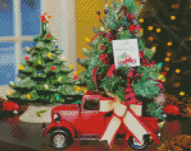 Little Vintage Christmas Truck Diamond Painting