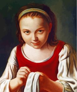 Little Girl Sewing Diamond Painting