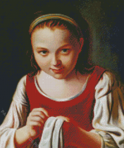 Little Girl Sewing Diamond Painting