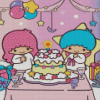 Little Twin Stars With Birthday Cake Diamond Painting