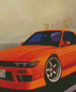 Orange Silvia S13 Sport Car Diamond Painting