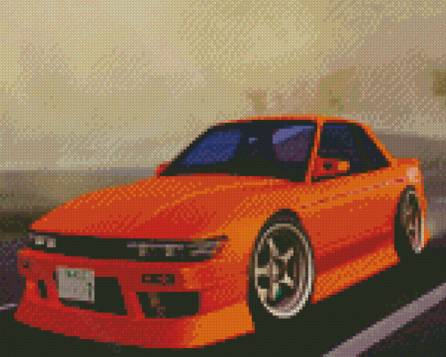 Orange Silvia S13 Sport Car Diamond Painting