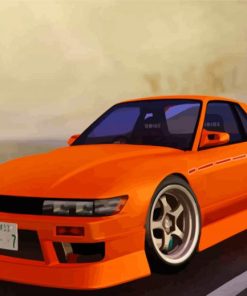 Orange Silvia S13 Sport Car Diamond Painting