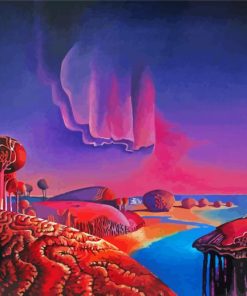 Red Surrealist Landscape Diamond Painting