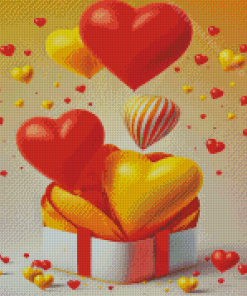 Red And Yellow Heart Balloons Diamond Painting