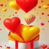 Red And Yellow Heart Balloons Diamond Painting