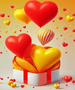 Red And Yellow Heart Balloons Diamond Painting