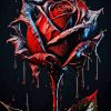 Red Rose Splatter Diamond Painting