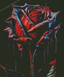 Red Rose Splatter Diamond Painting