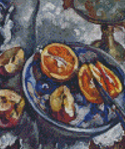 Still Life With Cut Apple And Orange Diamond Painting