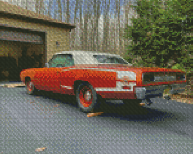 1970 Super Bee In Hemi Orange And White Diamond Painting