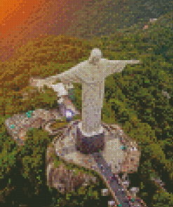 Christ The Redeemer Brazil Overhead View Diamond Painting