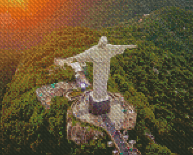 Christ The Redeemer Brazil Overhead View Diamond Painting