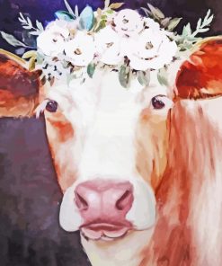 Cow With Flower Crown Diamond Painting