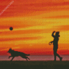 Dog Silhouette In Evening Time Diamond Painting