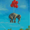 Flying Elephant With Red Balloons Diamond Painting