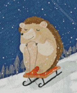 Hedgehog Sledding Diamond Painting