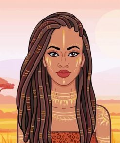 Illustration African Girl With Dreadlocks Diamond Painting