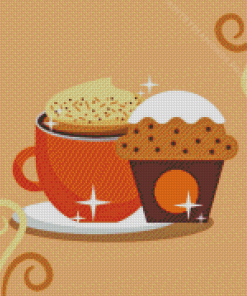 Illustration Coffee And Muffin Diamond Painting