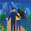 Illustration Couple Walking In The City Diamond Painting