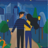 Illustration Couple Walking In The City Diamond Painting