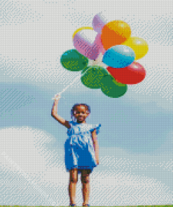 Little Black Girl With Balloon Diamond Painting