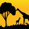 Mother Giraffe Silhouette Diamond Painting