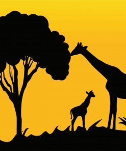 Mother Giraffe Silhouette Diamond Painting