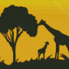 Mother Giraffe Silhouette Diamond Painting