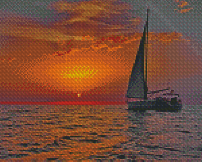 Night Sailing Seascape Diamond Painting