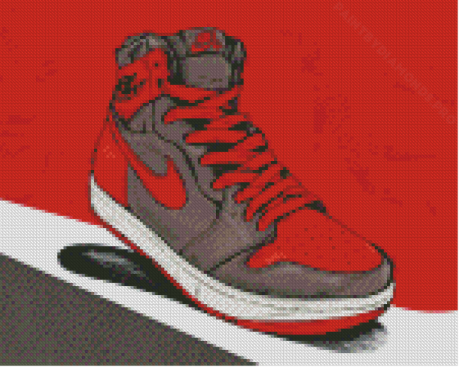 Red Black Air Jordan 1 Diamond Painting