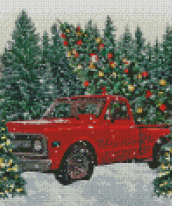 Red Farm Truck Diamond Painting