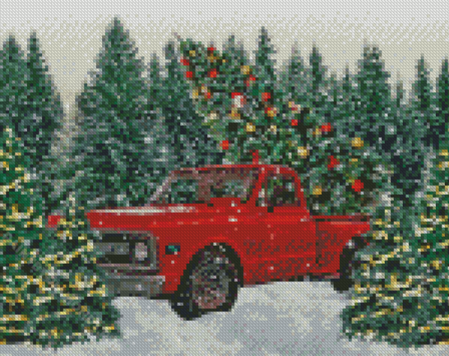 Red Farm Truck Diamond Painting