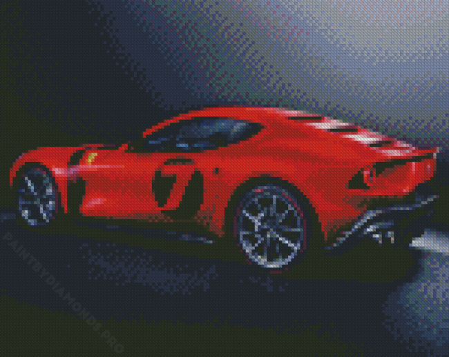 Red Ferrari F176 Sport Car Diamond Painting