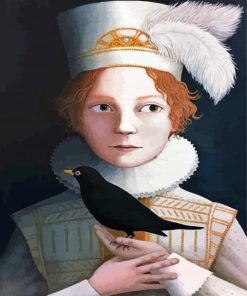 Boy And Black Bird Diamond Painting