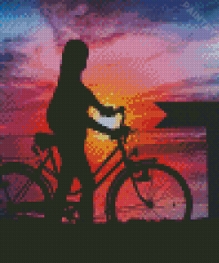 Sunset Bicycle Tour Silhouette Diamond Painting