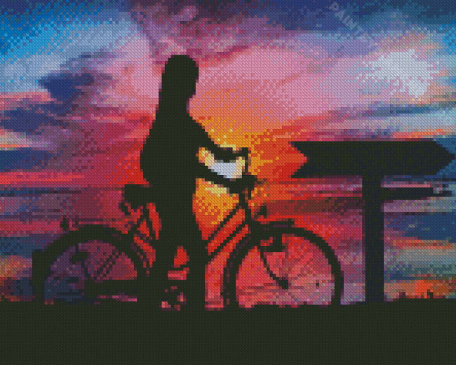 Sunset Bicycle Tour Silhouette Diamond Painting