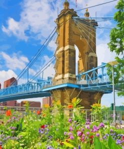 The Roebling Bridge In Cincnnati Diamond Painting