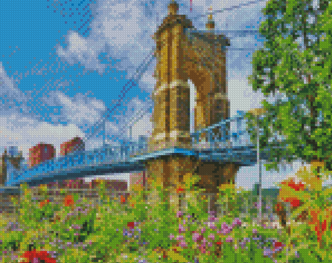 The Roebling Bridge In Cincnnati Diamond Painting