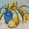 Abstract Blue Vase With Lemons Diamond Painting