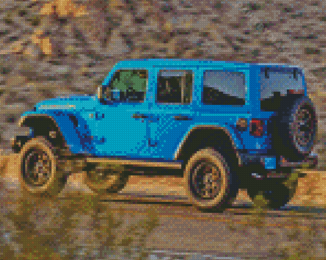 Aesthetic Blue Jeep Diamond Painting