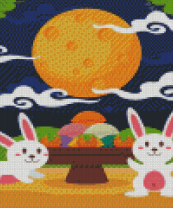 Aesthetic Rabbit And The Moon Diamond Painting